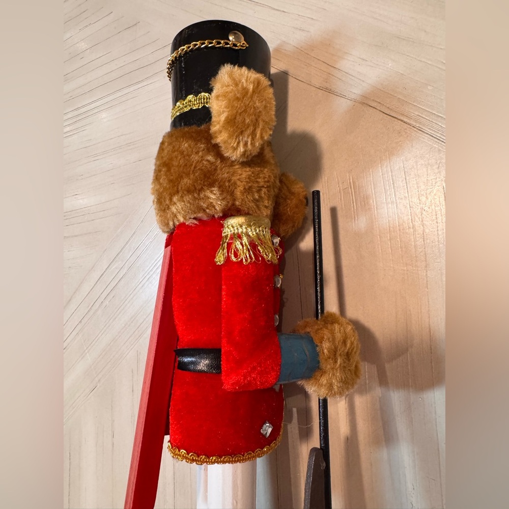 Martha Stewart Holiday 2013 Teddy Bear Nutcracker 14” Wooden Christmas Figurine - Picture 8 of 13